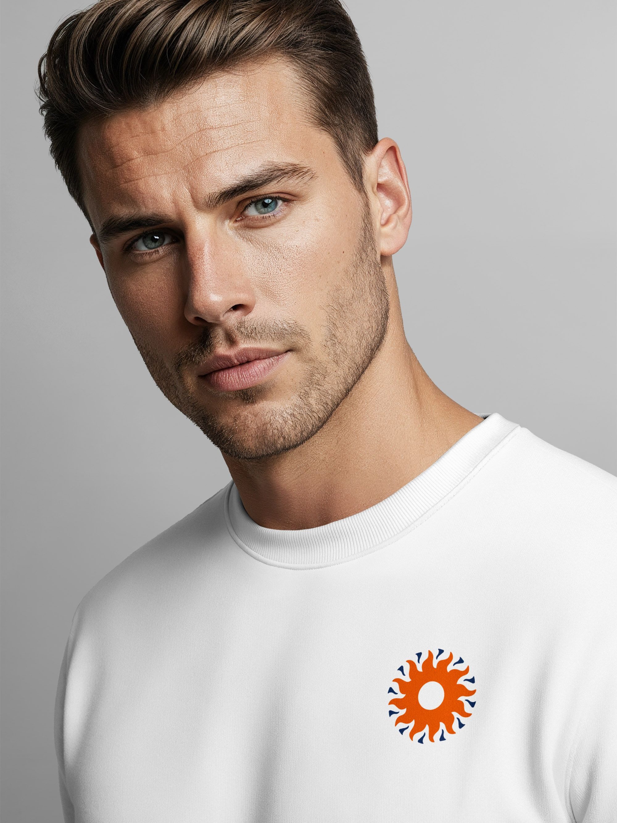 Neverless Sweatshirt Sweatshirt Herren Pullover mit Backprint Freed by Nature Sonnenmotiv