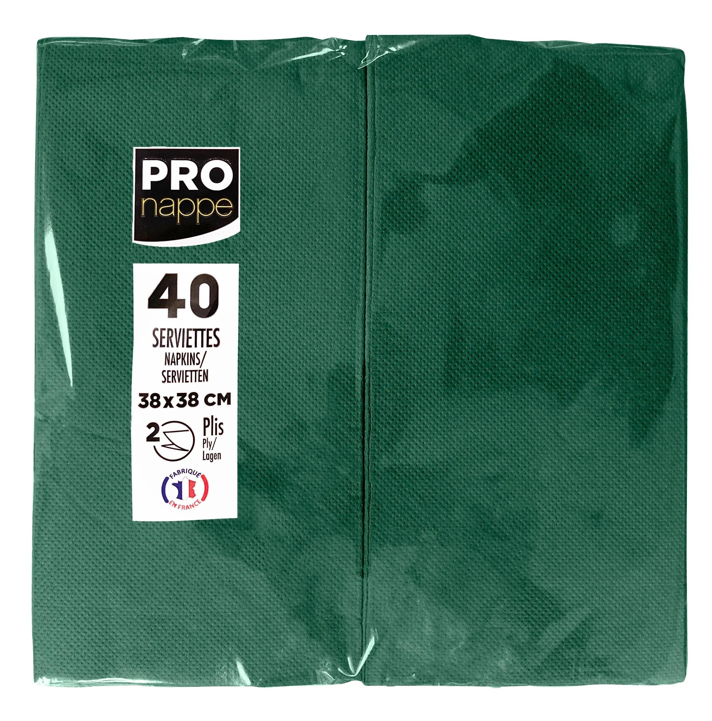PROnappe Tischband 30x Tissue-Servietten Pack 40 St 1/8 Falz 38x38cm Tannengrün SV623907I, Serviettes ouate micro gaufré