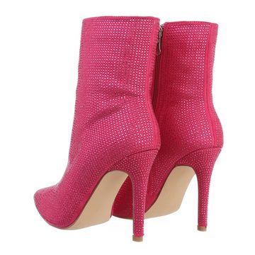 Ital-Design Damen Abendschuhe Party & Clubwear Stiefelette Pfennig-/Stilettoabsatz High-Heel Stiefeletten in Pink