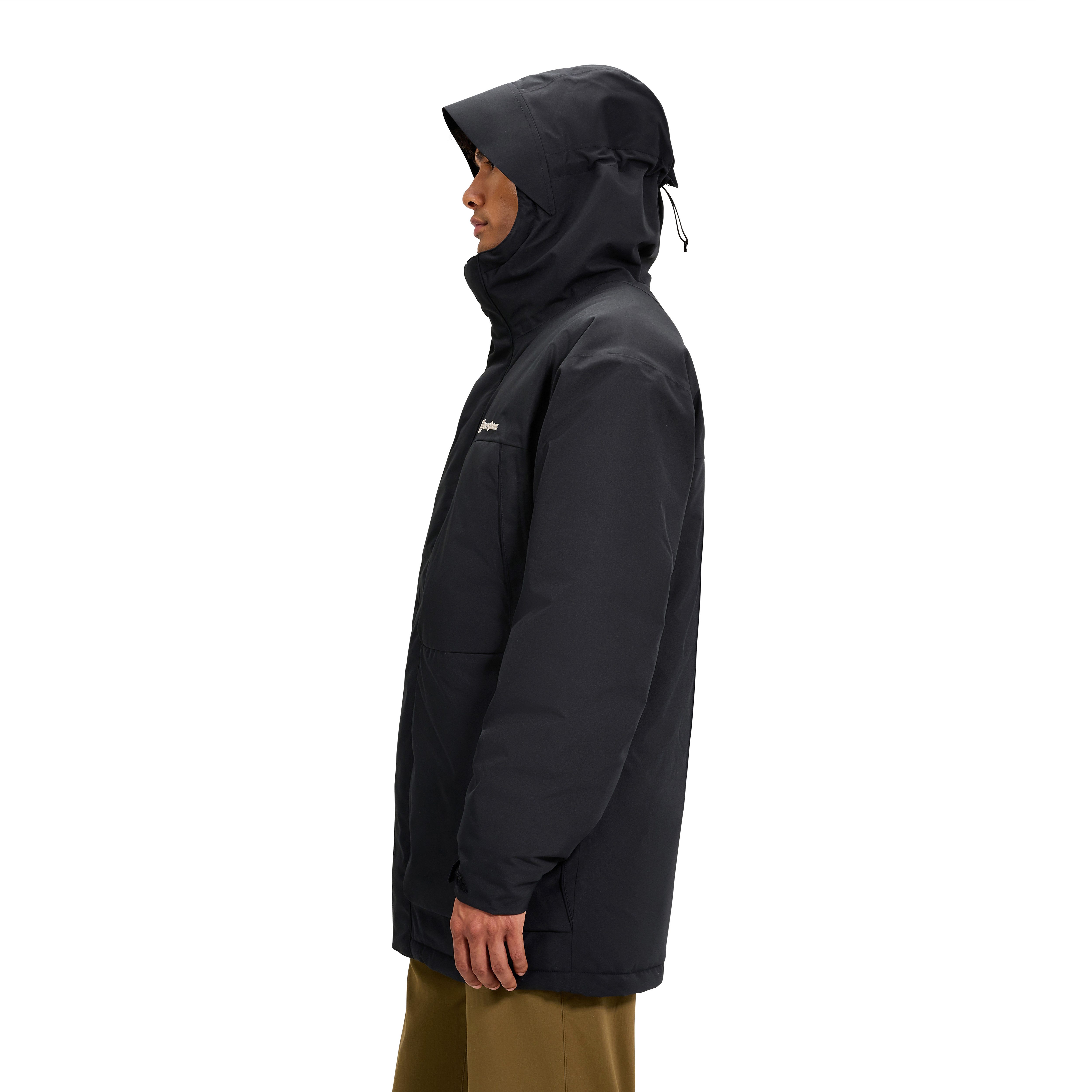 Berghaus Parka WANSBECK INSULATED PARKA mit geschichteter Kapuze, wasserdicht, atmungsaktiv, langer Schnitt