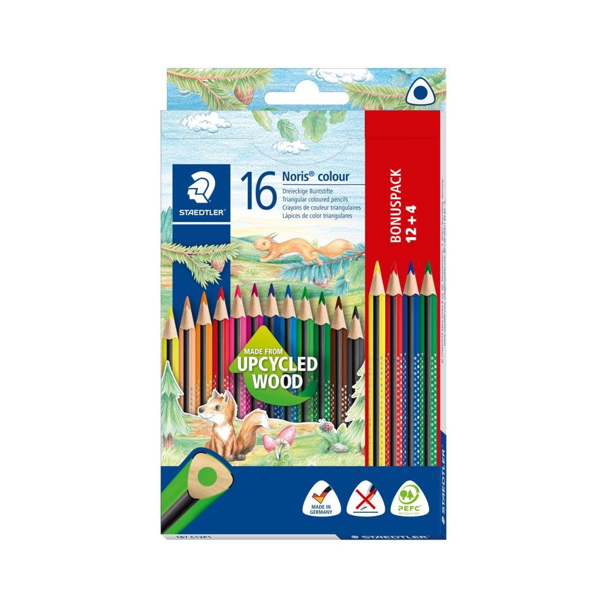 STAEDTLER Buntstift Buntstifte Set 16er Pack mit bruchsicherer Dreikantform, Ergonomisch, rutschfeste Soft-Oberfläche, brillante Farben