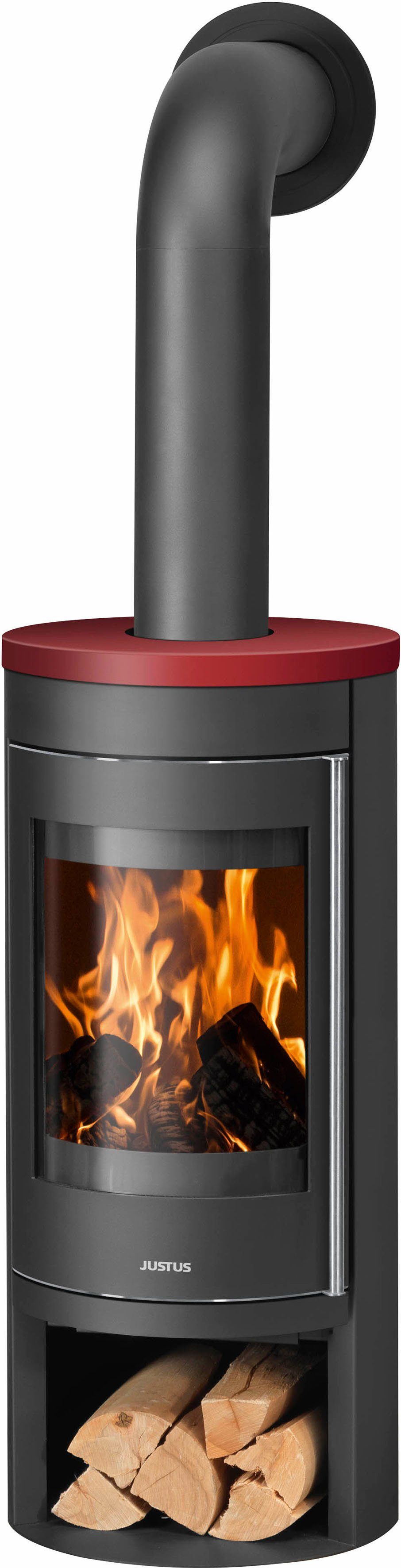 JUSTUS Kaminofen Mino 2.0 Bordeauxrot, 5,5 kW, Zeitbrand