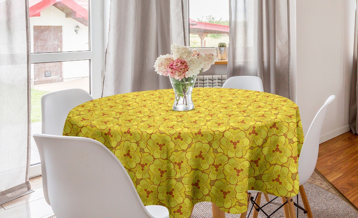Abakuhaus Tischdecke Kreis Tischdecke Abdeckung für Esszimmer Küche Dekoration, Blumen Blütenblätter in der Blüte | Tischdecken
