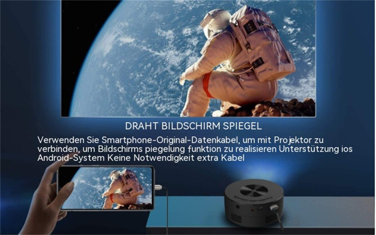(4K, LCD-Beamer selected Auflösung: Kabelgebundener 1920 Weihnachts-HD-Projektor carefully x Schwarz 1080)