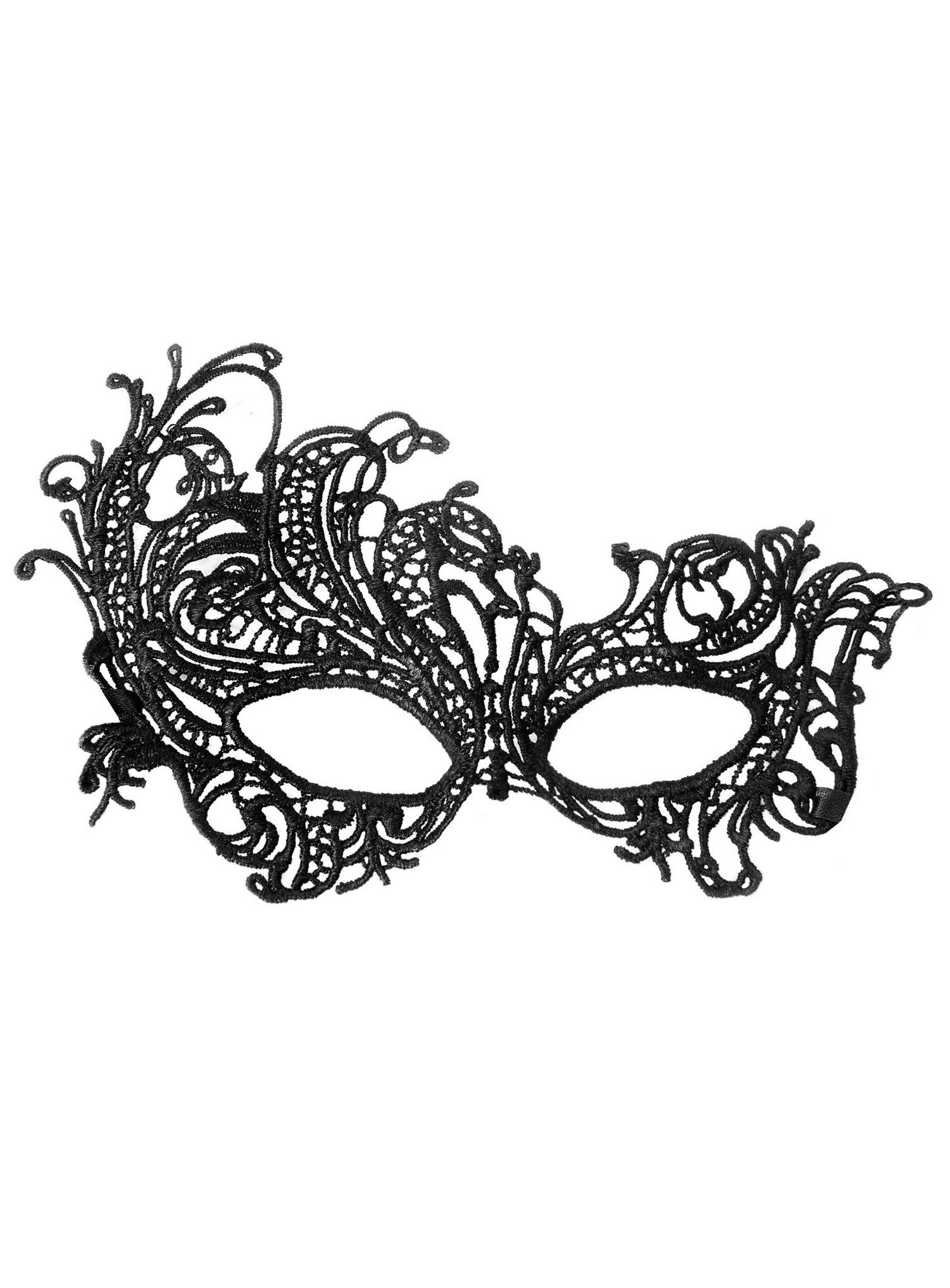 Metamorph Verkleidungsmaske Schwarze Spitzenmaske asymmetrisch, Filigrane Augenmaske aus Stoff