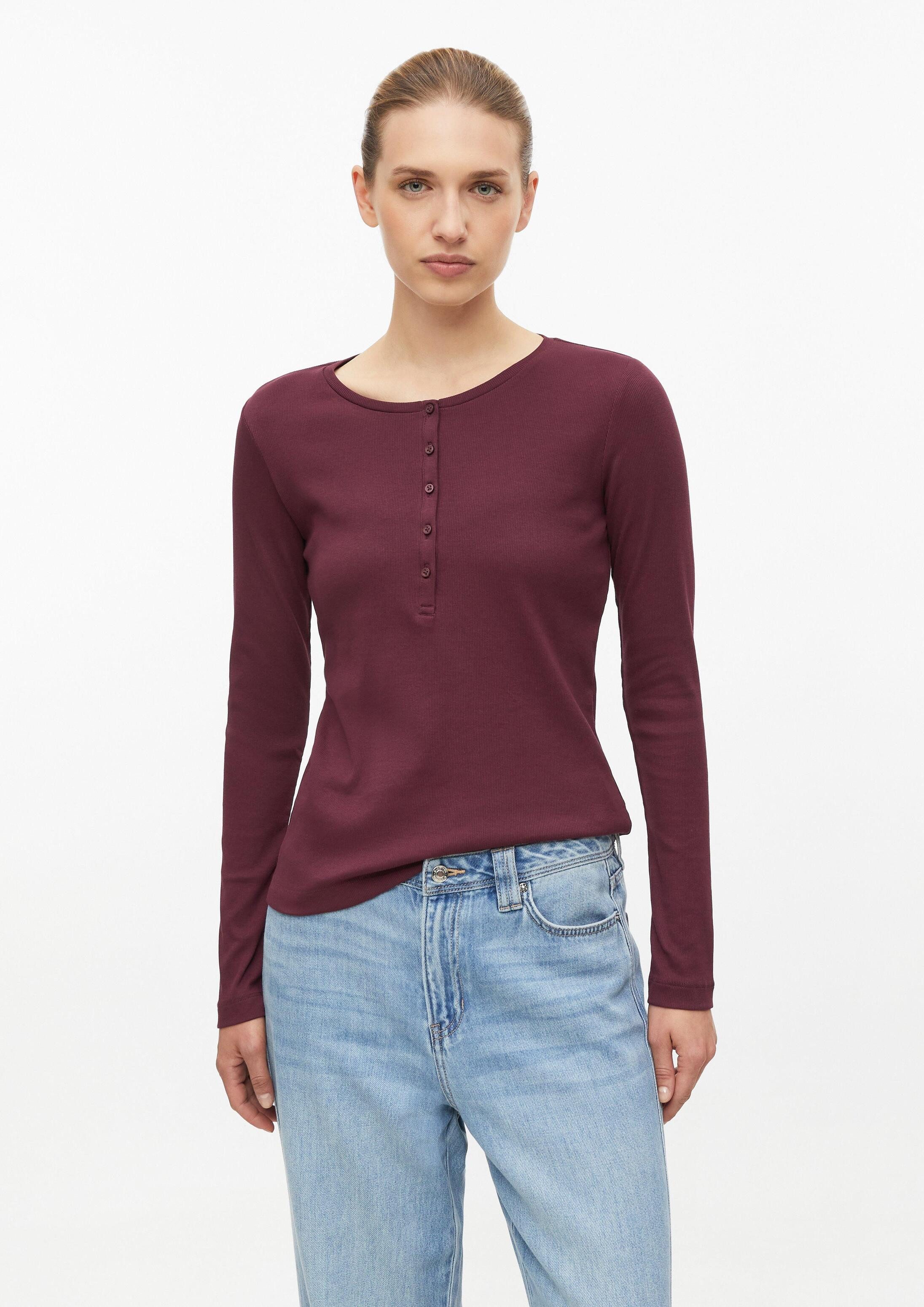 s.Oliver Langarmshirt T-Shirt Geripptes Henley-Shirt