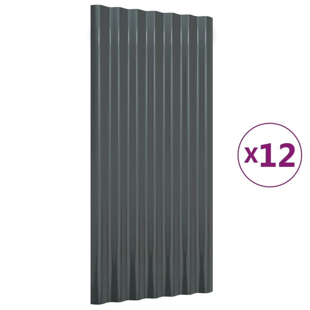 vidaXL Dachschindeln 80 x 36 cm Dachpaneele 12 Stk Pulverbeschichteter Stahl Anthrazit 80x3