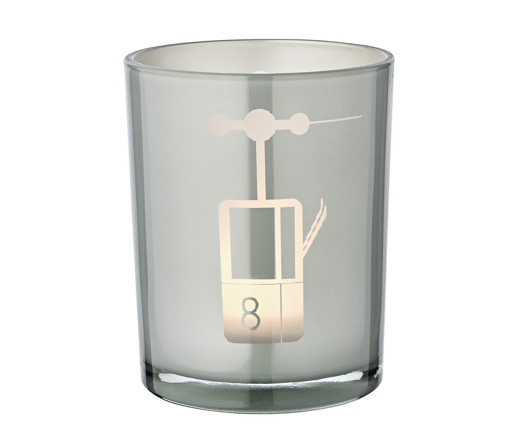 EDZARD Windlicht Lift, Glas, Ski-Motiv, grau, günstig online kaufen