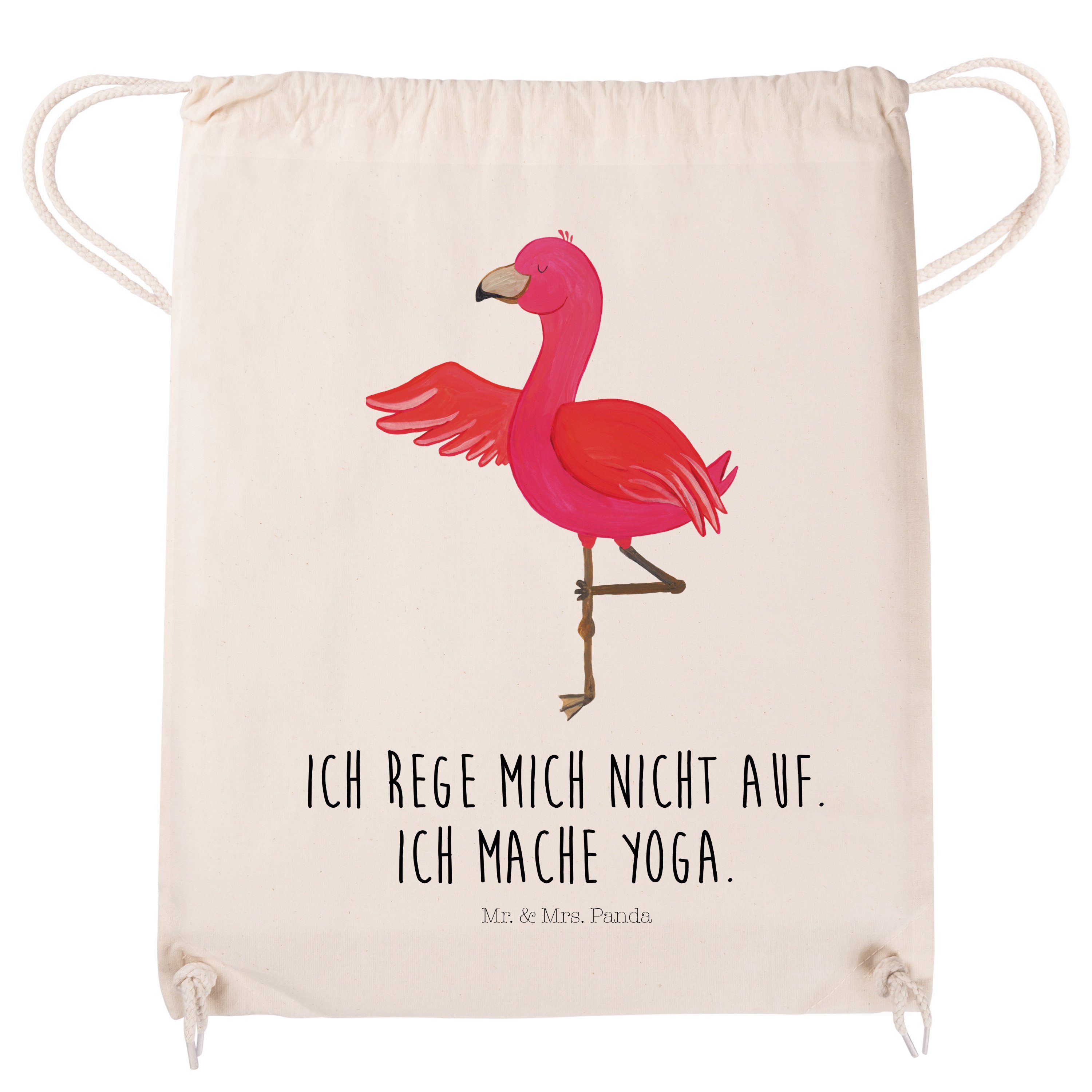 Mr. & Mrs. Panda - Stoffbeu Transparent Sporttasche, (1-tlg) Sporttasche Geschenk, Beutel, - Flamingo Yoga