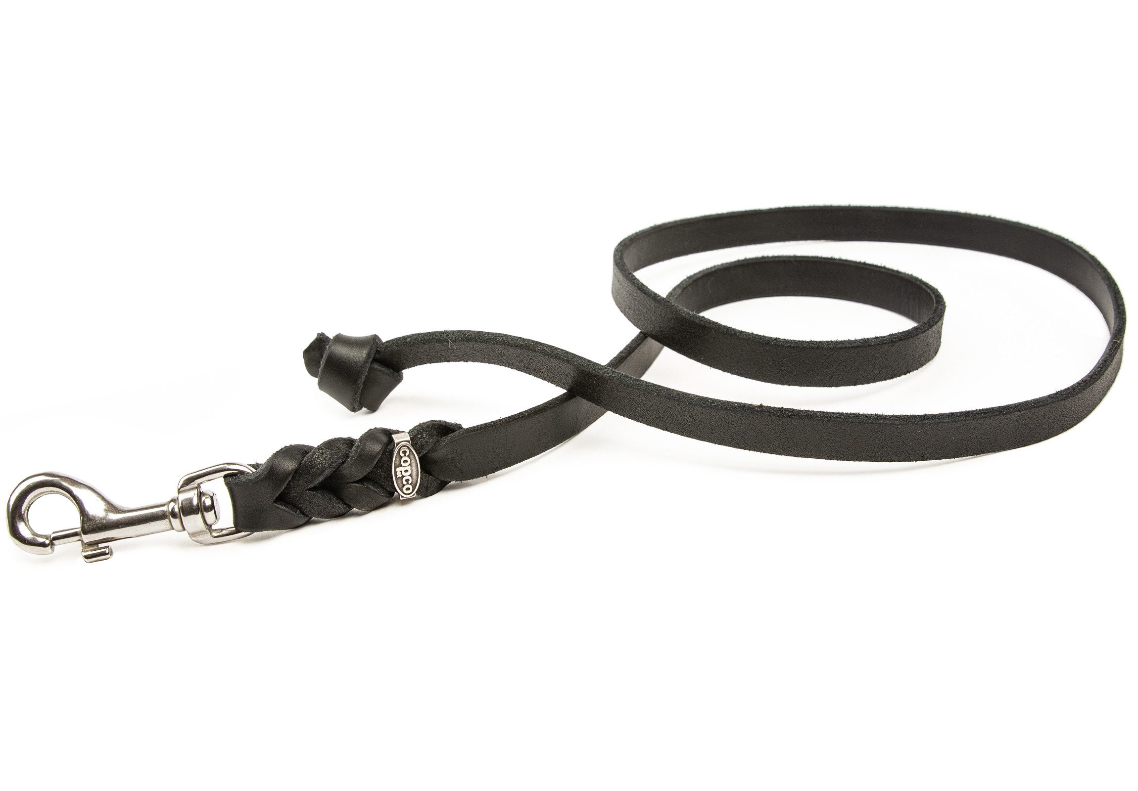 CopcoPet Hundeleine Lederleine ohne Handschlaufe Verchromt, Leder