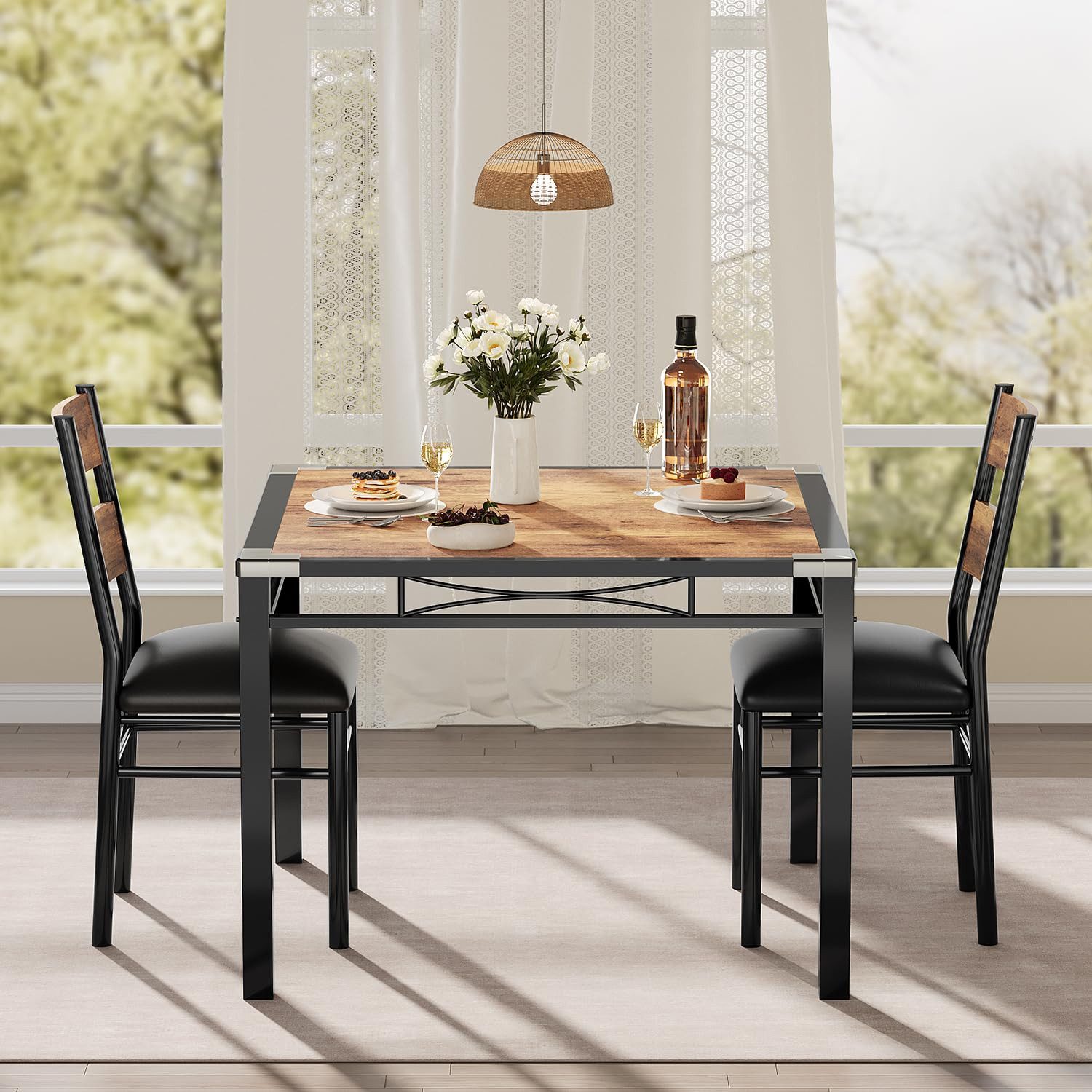 GarveeMore Essgruppe Essgruppe, Esstisch und Polsterstühle, (3-tlg) günstig online kaufen