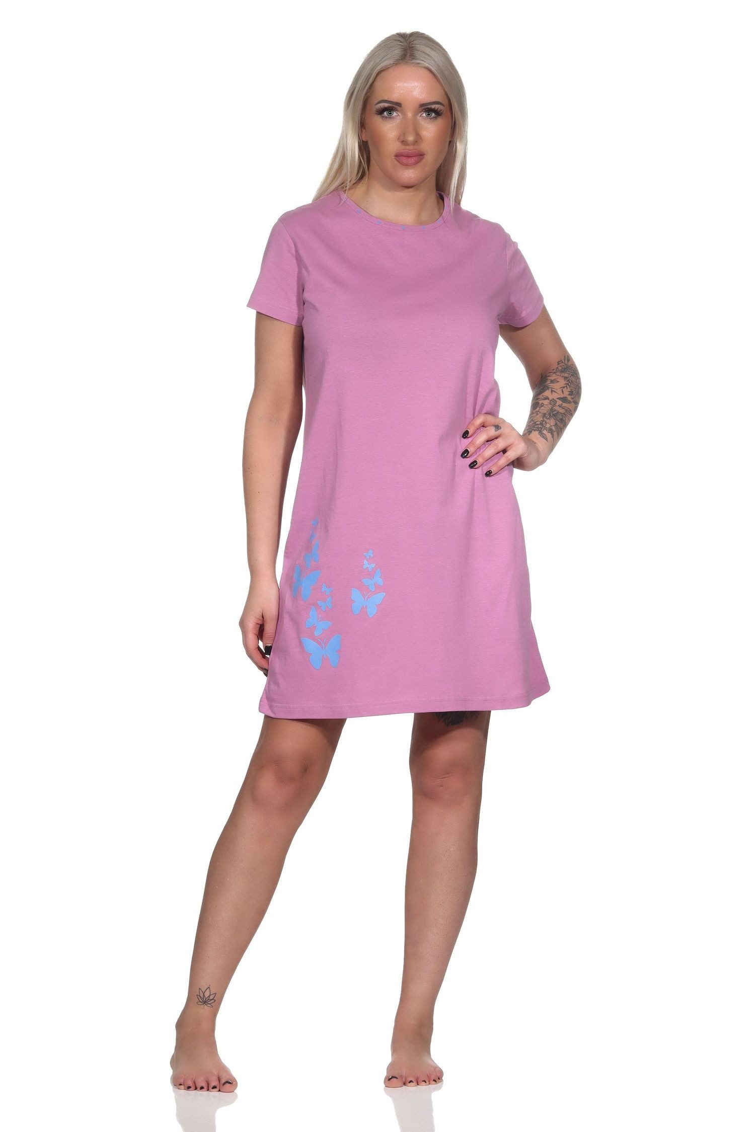 Normann Nachthemd Normann Damen kurzarm Nachthemd in Tupfen Punkte Optik