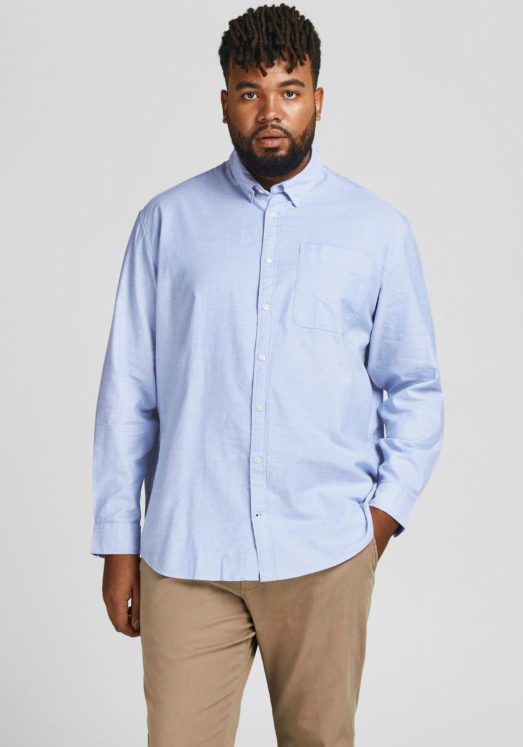 Jack PlusSize Blue Cashmere Langarmhemd & SHIRT OXFORD Jones