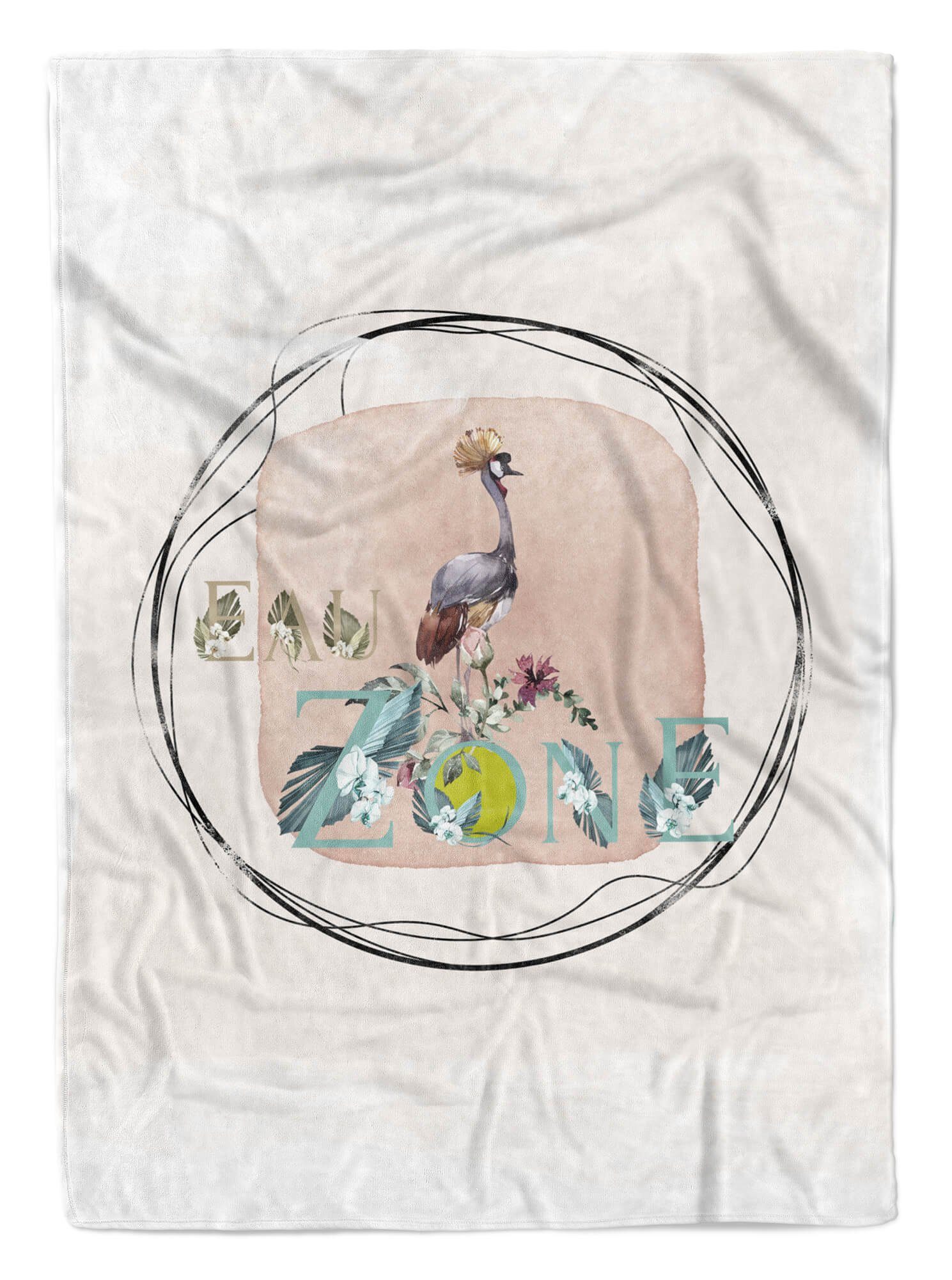 Sinus Art Handtücher Handtuch groß Kranich Motiv Kunstvoll Pastelltöne Strandhandtuch Saunatuch Kuscheldecke Pastelltöne, Baumwolle-Polyester-Mix (1-St), Handtuch