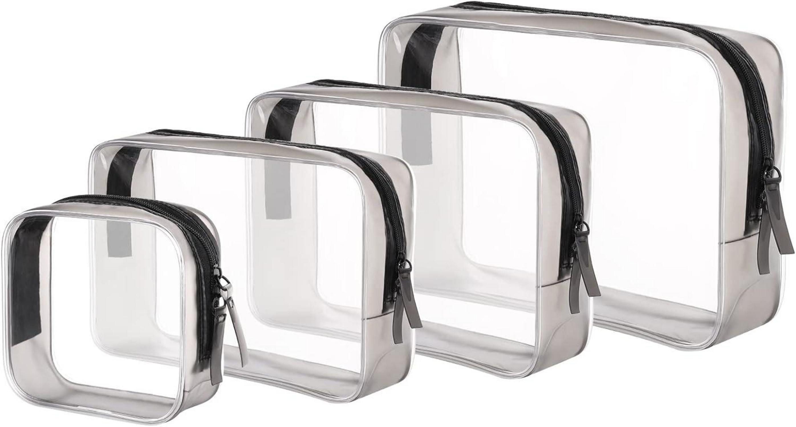 Kulturbeutel Kulturbeutel transparent 4er Set PVC wasserdicht Reise Make-up Tasche