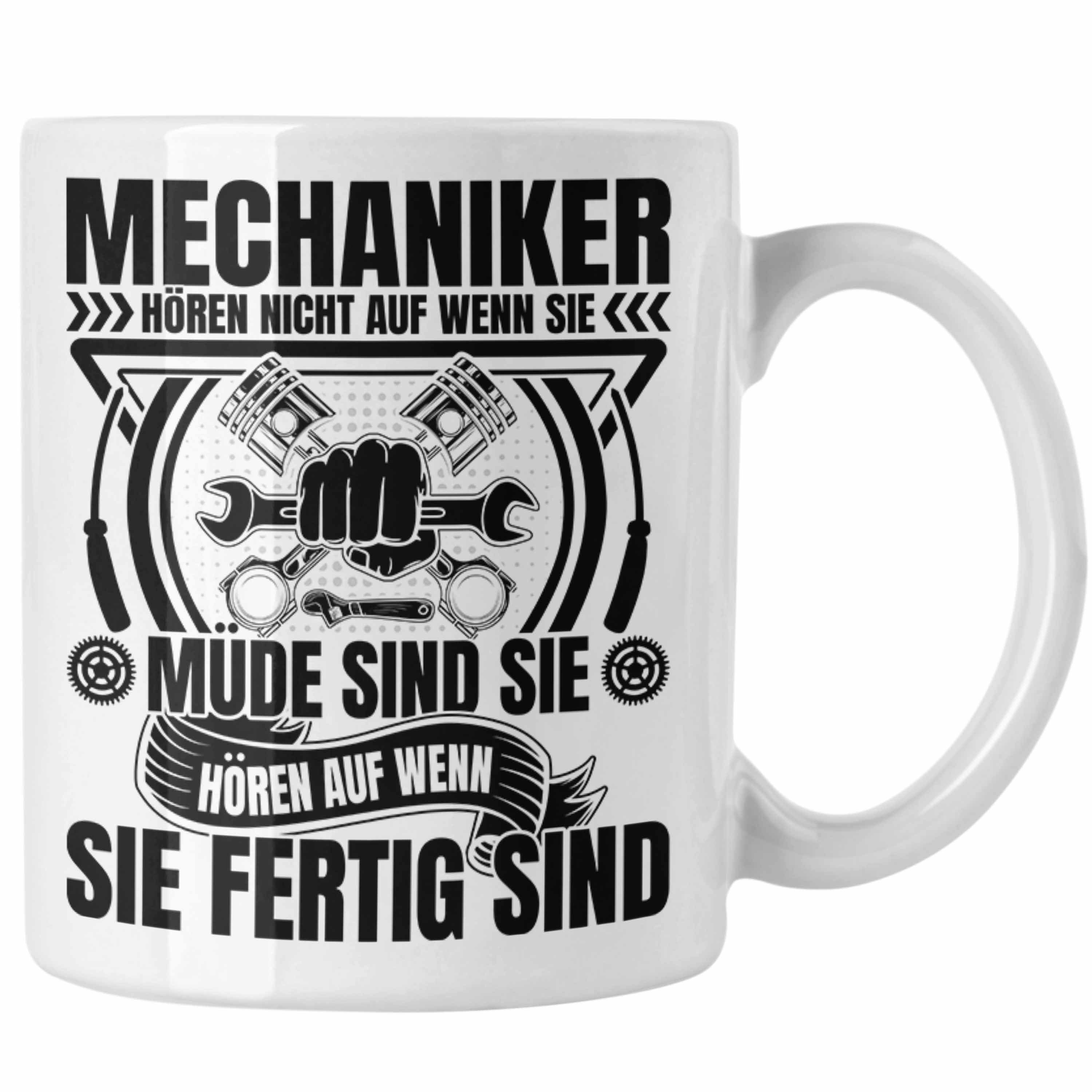 Trendation Tasse KFZ Mechaniker Tasse Geschenk Spruch Männer KFZ Mechatroniker Geschenk Weiss