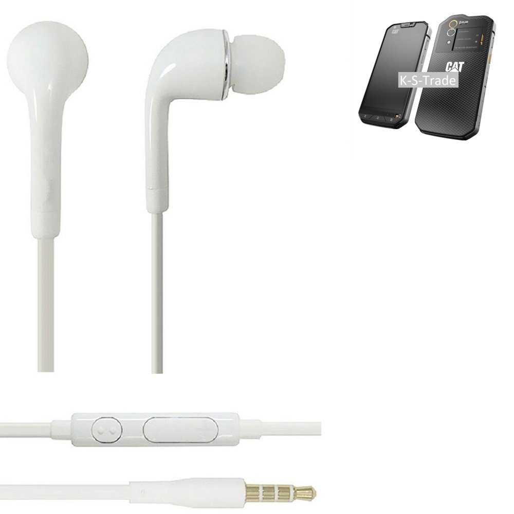 K-S-Trade für Caterpillar Cat S60 In-Ear-Kopfhörer (Kopfhörer Headset mit Mikrofon u Lautstärkeregler weiß 3,5mm)