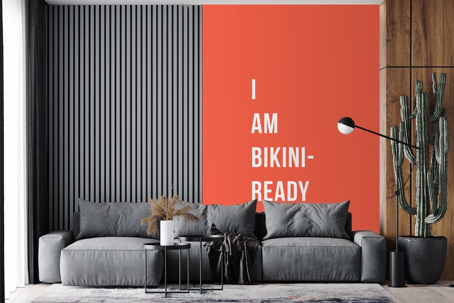 Fototapete Wohnzimmer, für Zitat, Bikini Tapete bereit - Ich Orange Vinyl Wandtapete Matt, den für St), (3 bin - bedruckt, Montagefertig MuchoWow