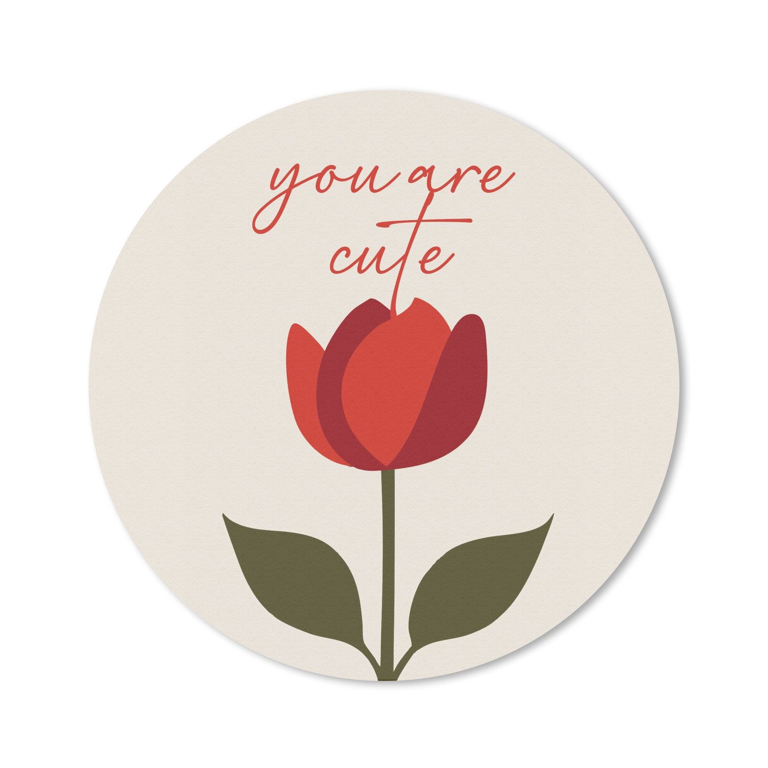 MuchoWow Mauspad Rose - Rot - Blume - Valentinstag (1-St), Büro für Tastatur und Maus, Mousepad Gaming, Rund 20x20 cm