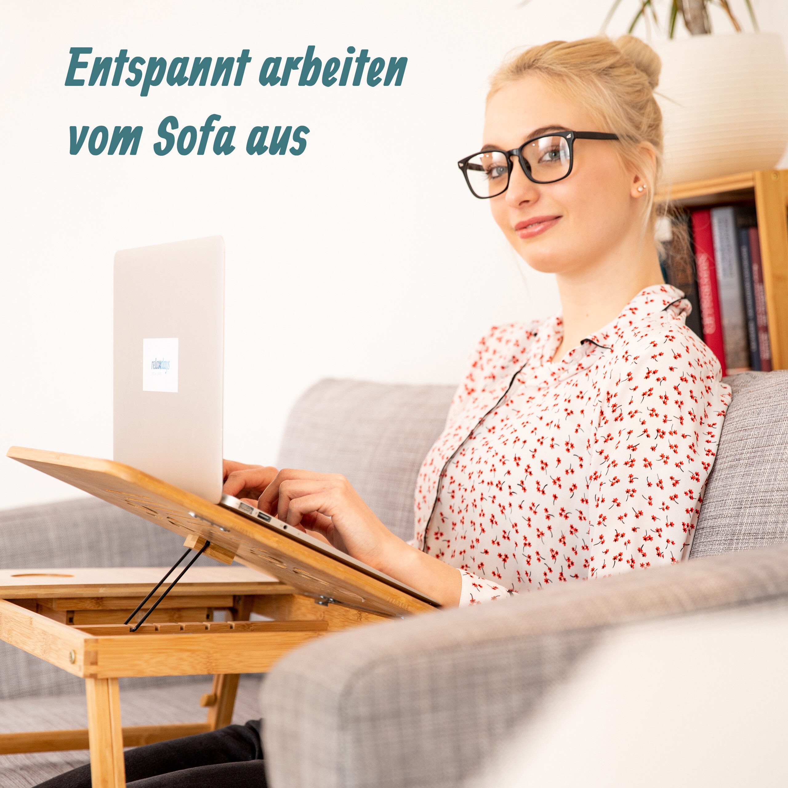 relaxdays Laptop Tablett Höhenverstellbarer Laptoptisch Bambus, Bambus, (1-tlg)