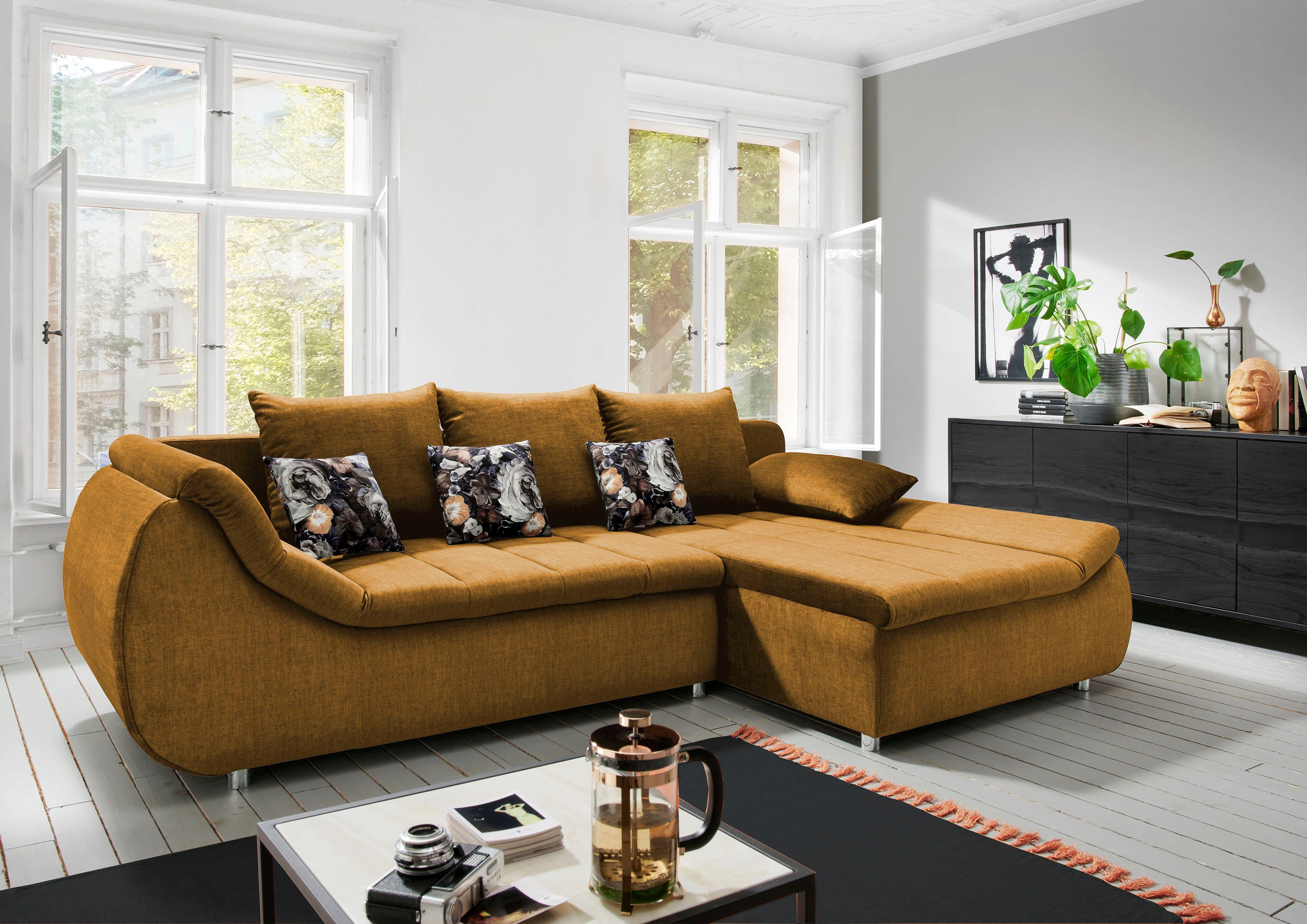 Home affaire Ecksofa Imolaa elegant, Breite 270cm, moderne Sitzsteppung, bequem, L-Form, auch mit Bettfunktion und Bettkasten