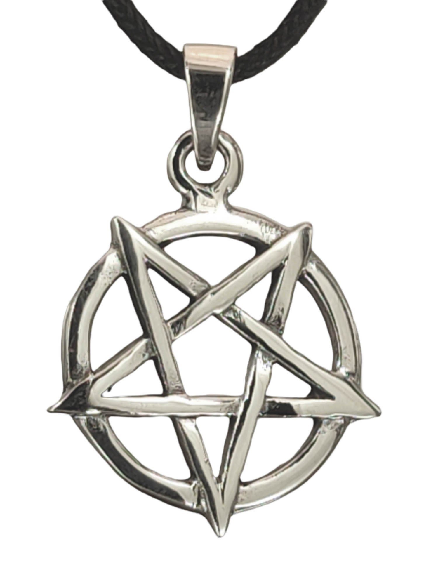 Kiss of Leather Kettenanhänger Pentagramm 925 Silber Anhänger Pentagram mit Ring schwarze Magie Satan | Kettenanhänger