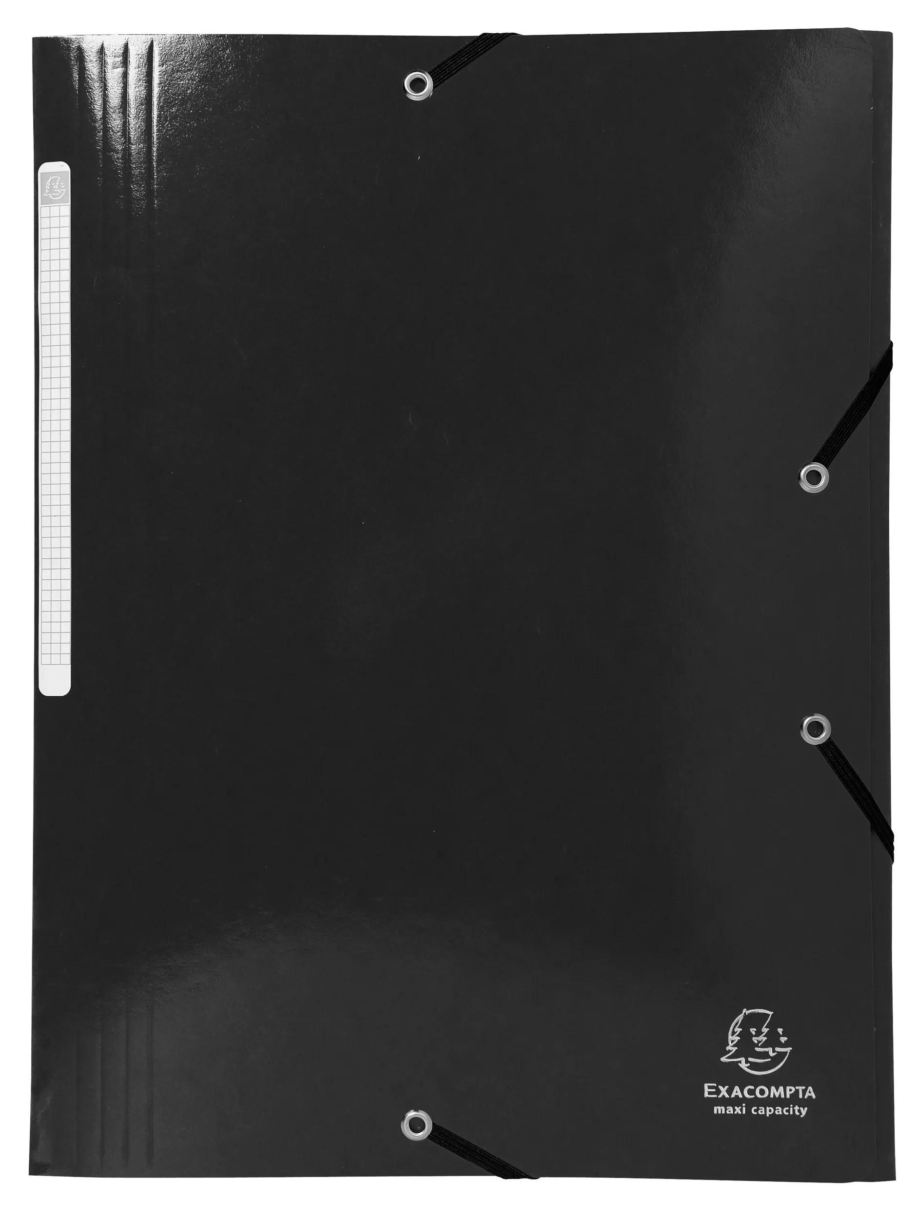 Organisationsmappe 25x Sammelmappe +3 Klappen Gummizug MAXI Karton 425g A4 Schwarz 55821E