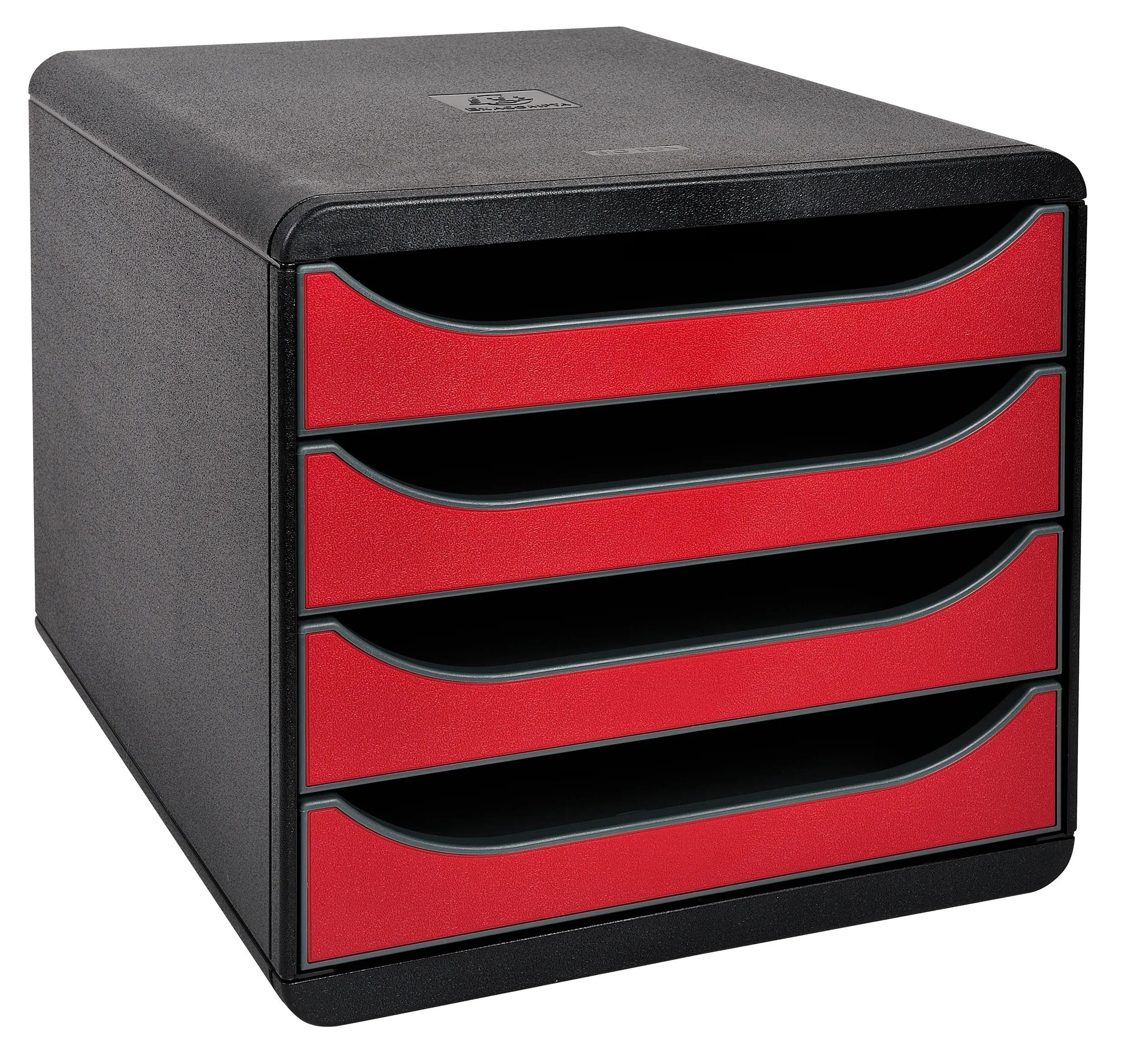 EXACOMPTA Schubladenbox Schubladenbox Big Box, 4 offene Schubladen, Karminrot, 310718D, Boxen einzen