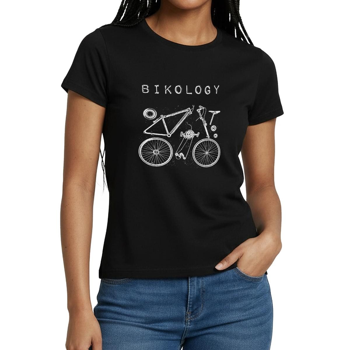 T-Shirt Bikology, Fahrradhumor Frauen T-Shirt