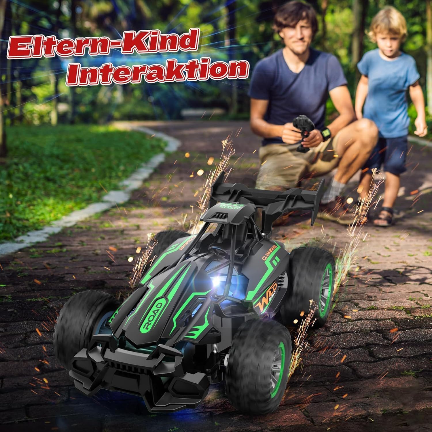 POPOLIC RC-Auto Ferngesteuertes Auto, 2.4GHz 20+KM/H Rc Auto 2WD All Terrain Off-Road (1-tlg., RC Car Mit wiederaufladbarer Batterie RC Truck), ab 3+ Jahre Geländegängig Spielzeug Geschenk für Kinder