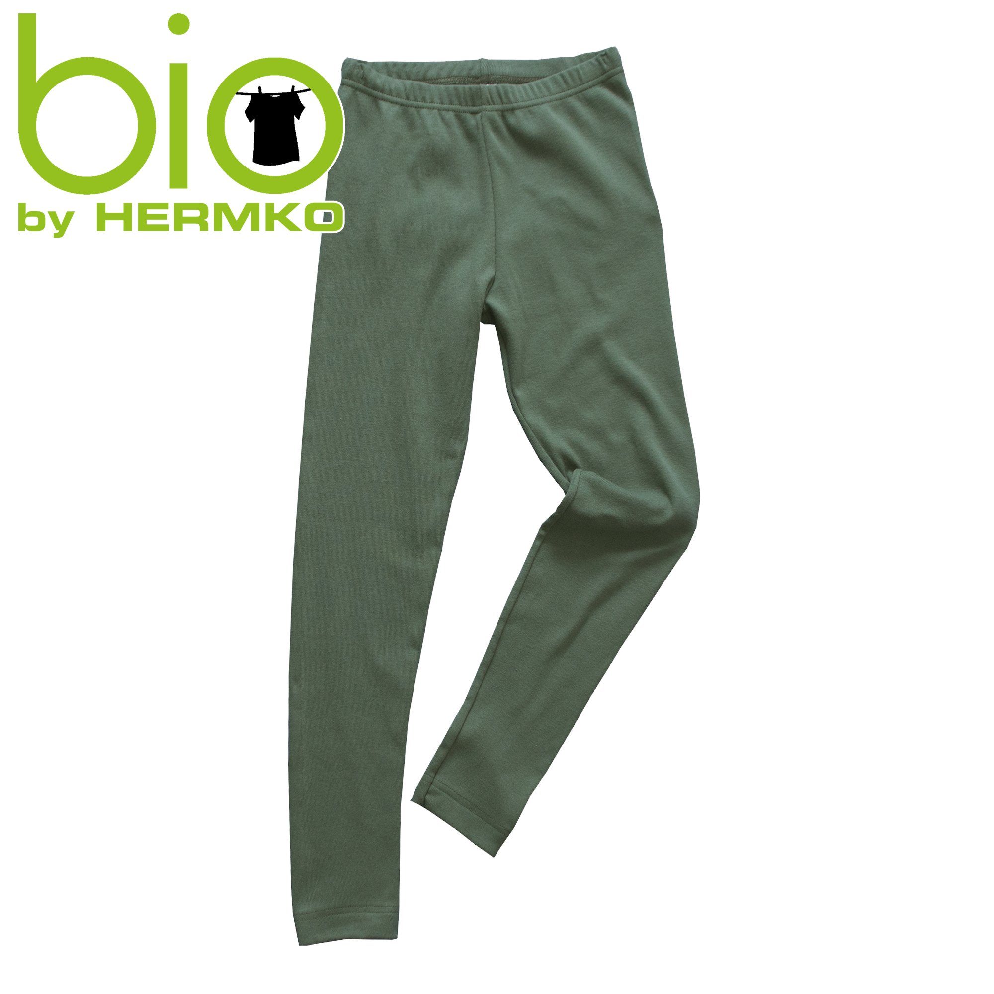 aus Bio-Baumwolle Kinder Leggings olive Pack Legging 3er 2720 HERMKO