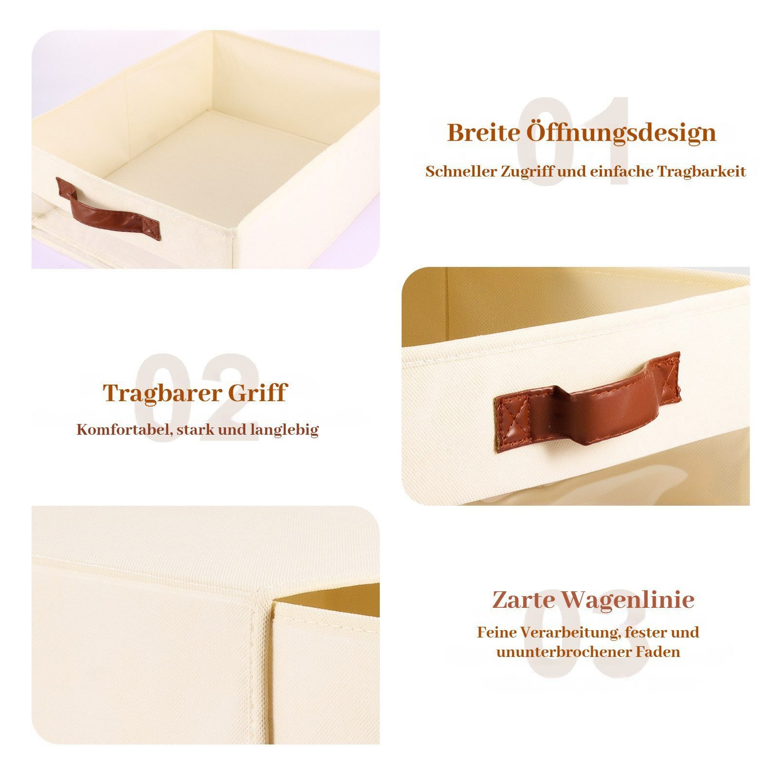 LEMLIT Aufbewahrungskorb 3 Stück Schubladen Kleiderschrank Organizer Faltboxen mit Fenster (6 Stück, 6 St., 40 cm x 32 cm x 17 cm), faltbar und stapelbar, mit S – Bild 5 von 5