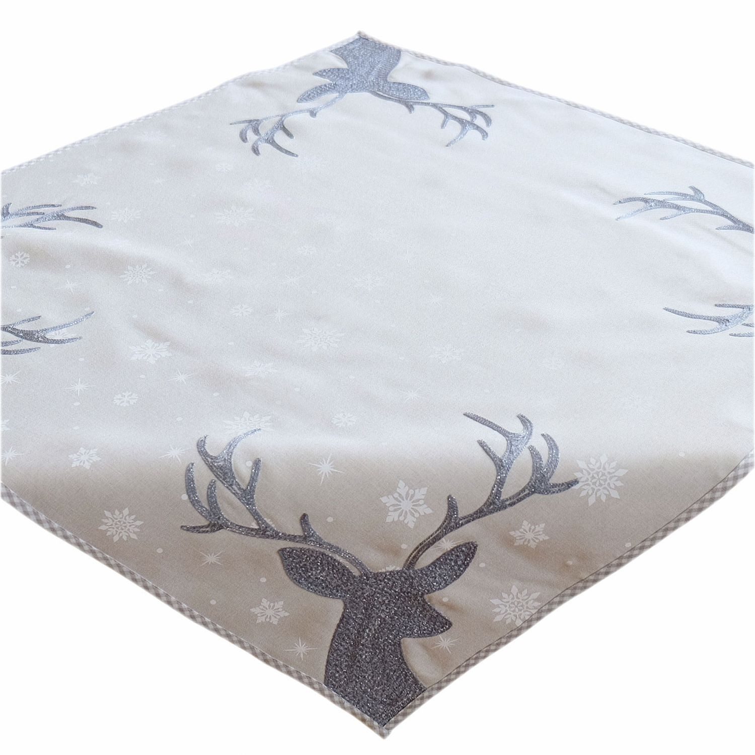 texpot Tischdecke Tischläufer Stickerei Hirsch Winter Weihnachten Dekoration (1-tlg)