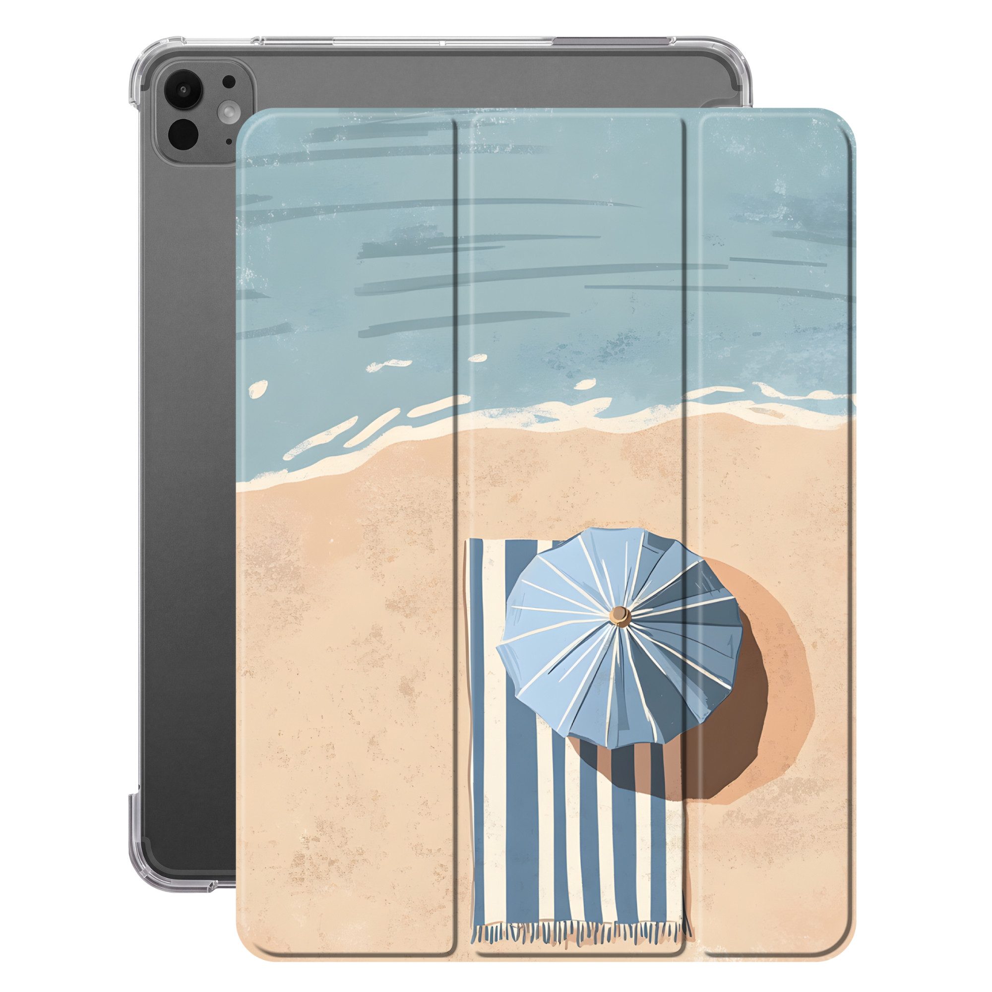 OnlyWow Tablet-Hülle Apple iPad Pro (2025) 11 inch Strandtuch - Streifen - Sonnenschirm - S, Case, Ultra Dünn, mit Standfunktion, Design