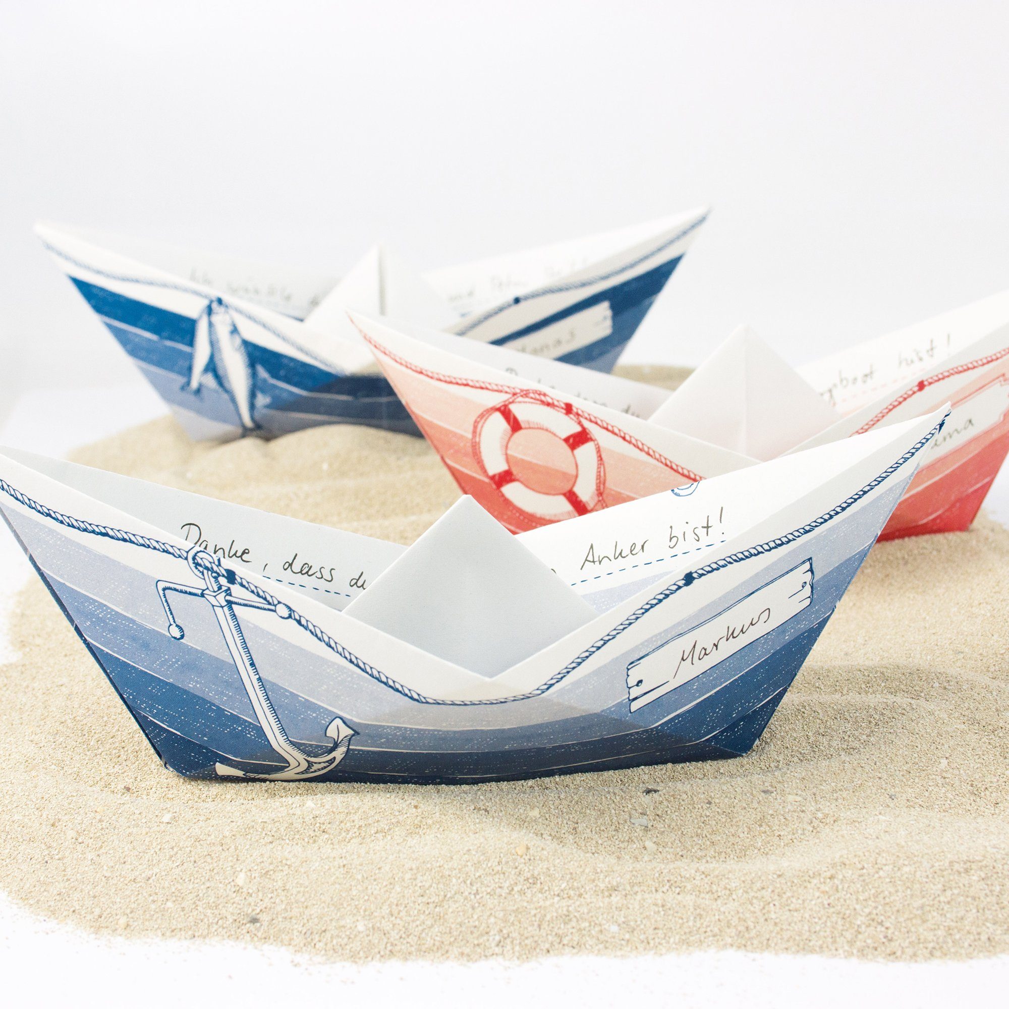 Bow & Hummingbird Grußkarte Grußboote 3er Set, 100 % Recyclingpapier