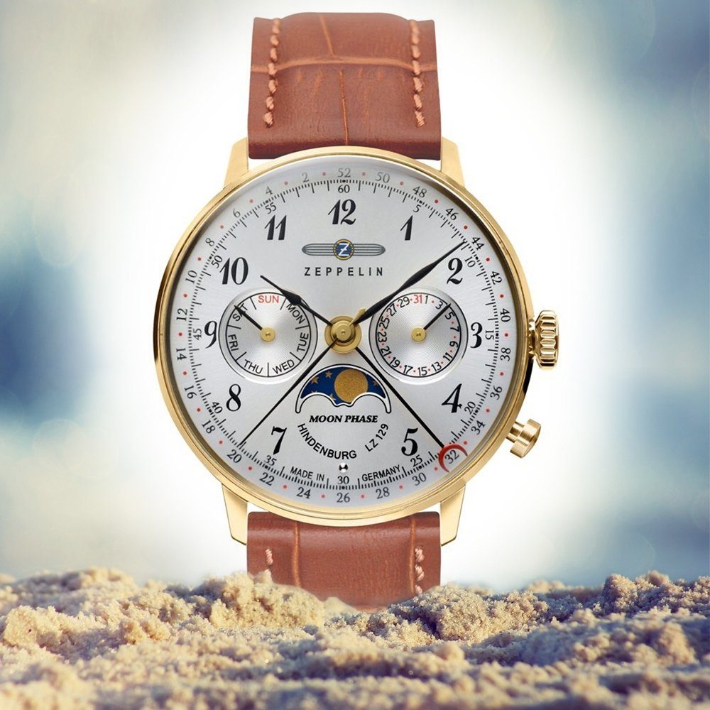 ZEPPELIN Quarzuhr Zeppelin Damen Uhr Elegant Z7039/1 Leder, (Analoguhr), Damen Armbanduhr rund, mittel (ca. 36mm), Lederarmband braun