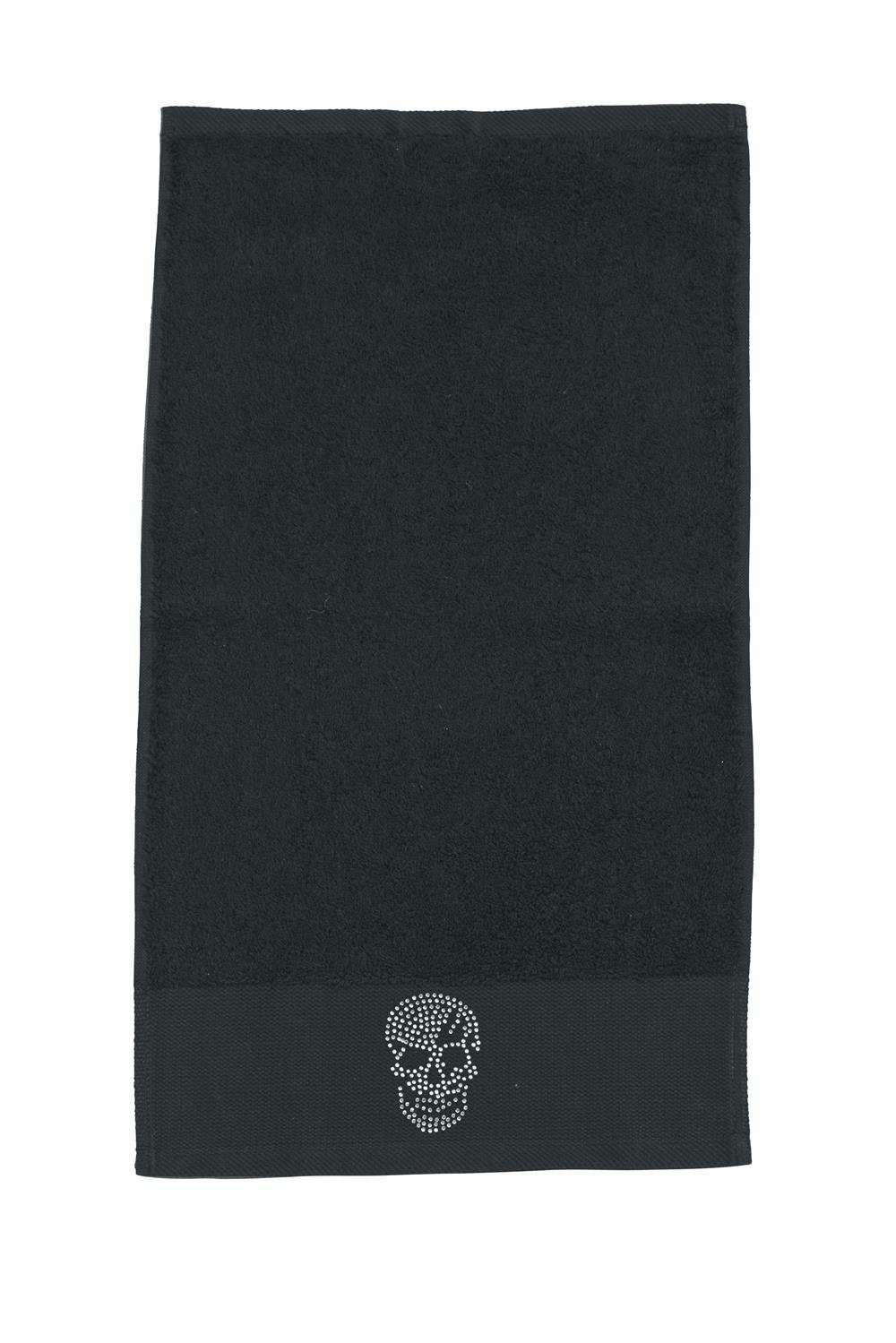 done.® the orange difference Gästehandtücher 2 Gästehandtücher Strassstein Black Line Stone Krone Totenkopf Mr Mrs, Baumwolle (2-St), Jacquard-Walkfrottier