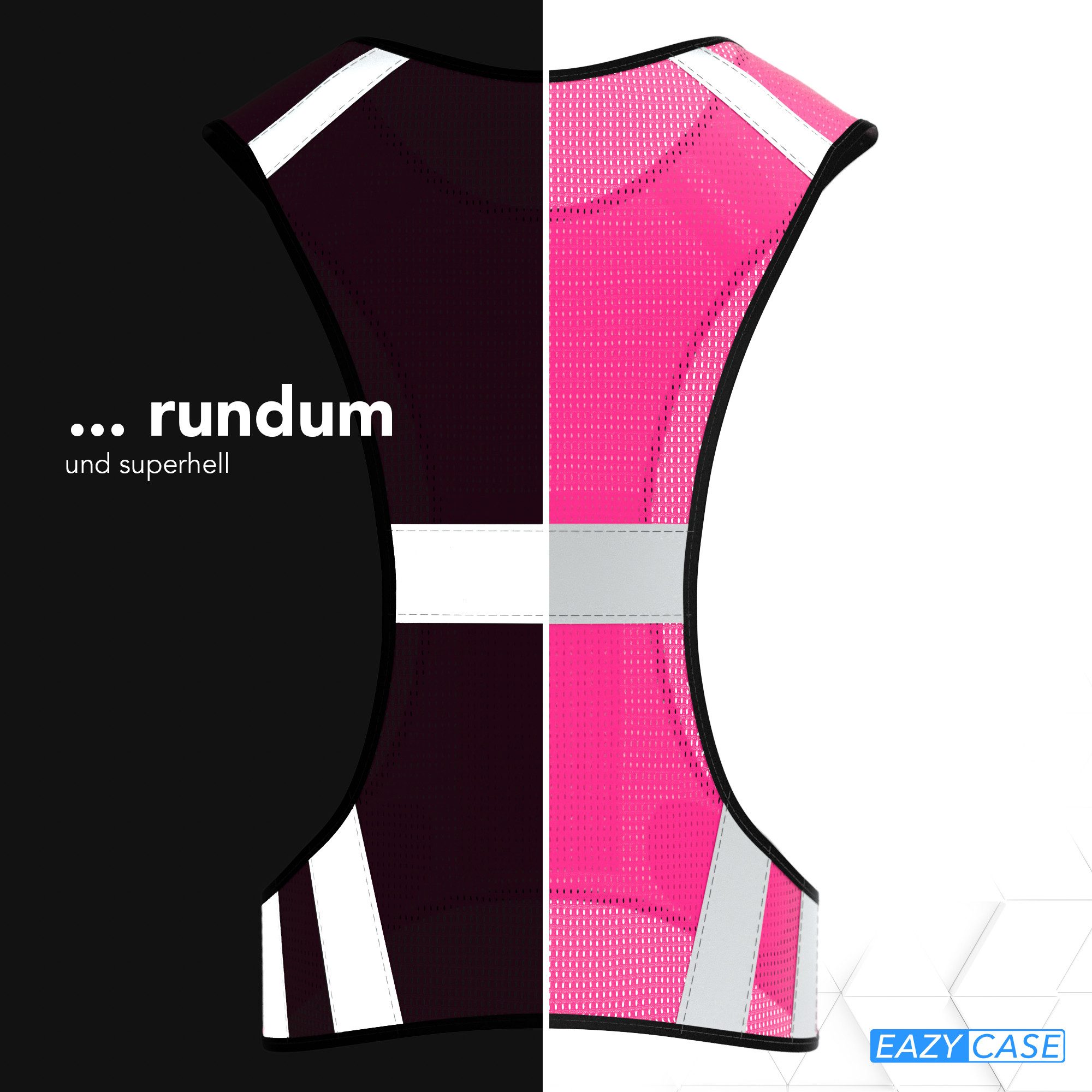 EAZY CASE Warnweste Universal Warnweste mit Klett Reflektor Warnweste Damen leicht einstellbar Klettverschluss Neon Pink