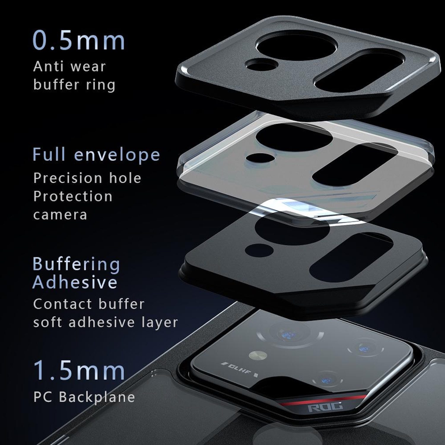 Wigento Handyhülle Für Asus ROG Phone 9 / 9 Pro Armor TPU + PC Schutz Hülle Transparent, Stilvoll, robust, präzise Passform