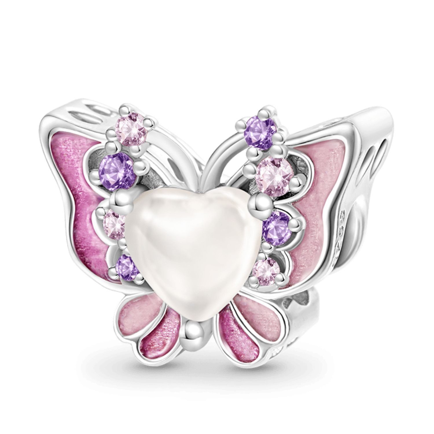 Gnoce Bead Gnoce Charm Schmetterling rosa HYC116 Silber