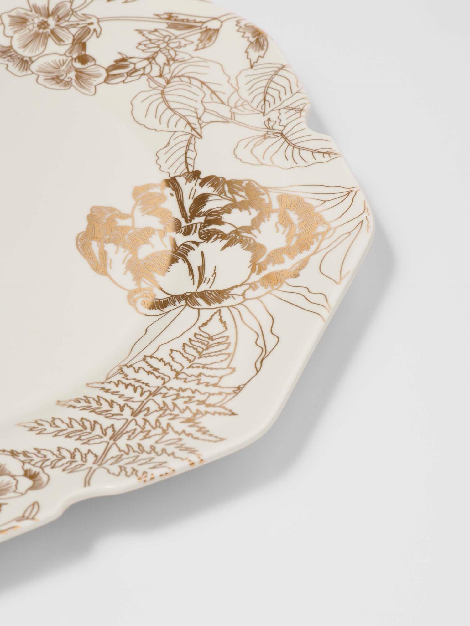 Essenza Servierplatte Masterpiece, Porzellan, mit goldenen aus (1-tlg), Off Porzellan Blumen White