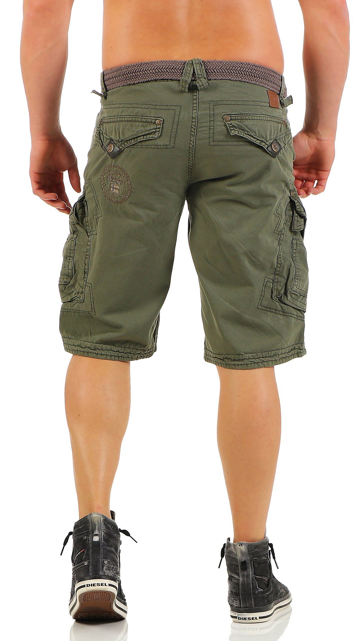 G-PERLE / (mit Shorts, Hose, Geographical abnehmbarem camouflage kurze Norway Herren unifarben Storm Cargoshorts Shorts Gürtel)