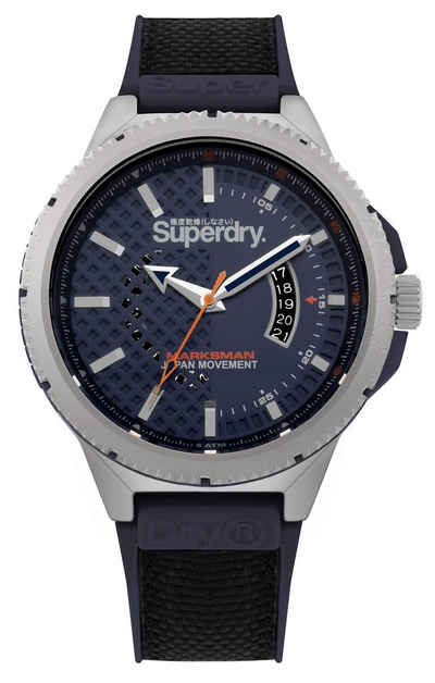 Superdry Quarzuhr, Herren Analog Quarz Uhr mit Stoff Armband SYG245UB