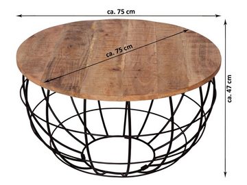 Casamia Couchtisch Couchtisch nachhaltig rund ø 75 cm Wohnzimmer-Tisch Massivholz London