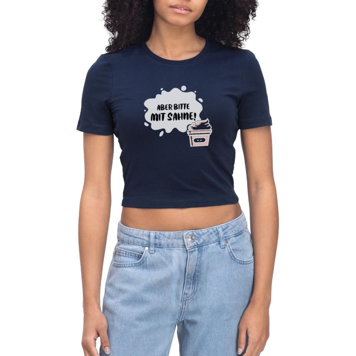 Spreadshirt T-Shirt Schlager Fanartikel, Aber Bitte Mit Sahne Crop Top (1-tlg)