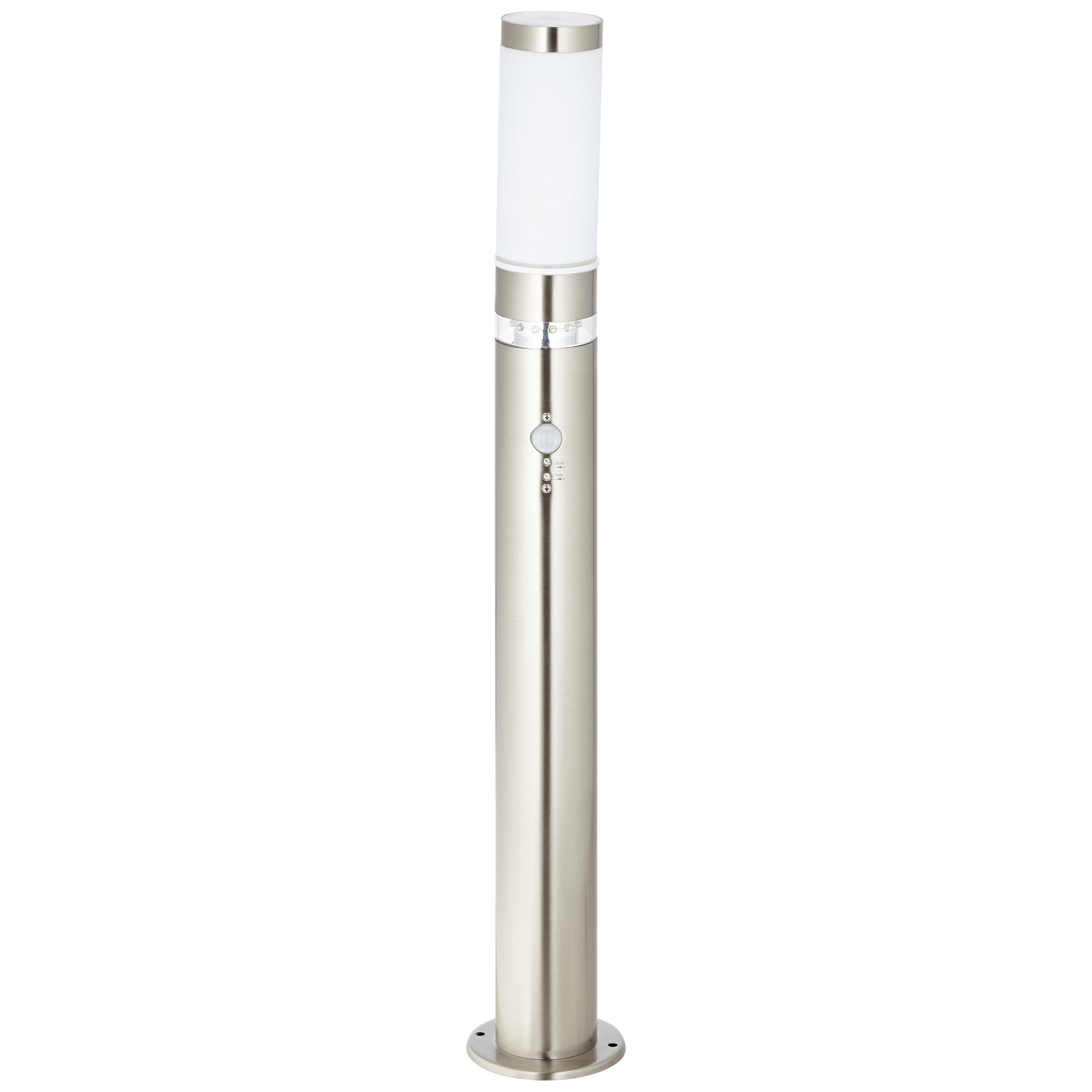 Brilliant Außen-Stehlampe BOLE, LED fest integriert, 78 cm Höhe, Ø 8 cm, Bewegungsmelder, E27, Metall/Kunststoff, edelstahl