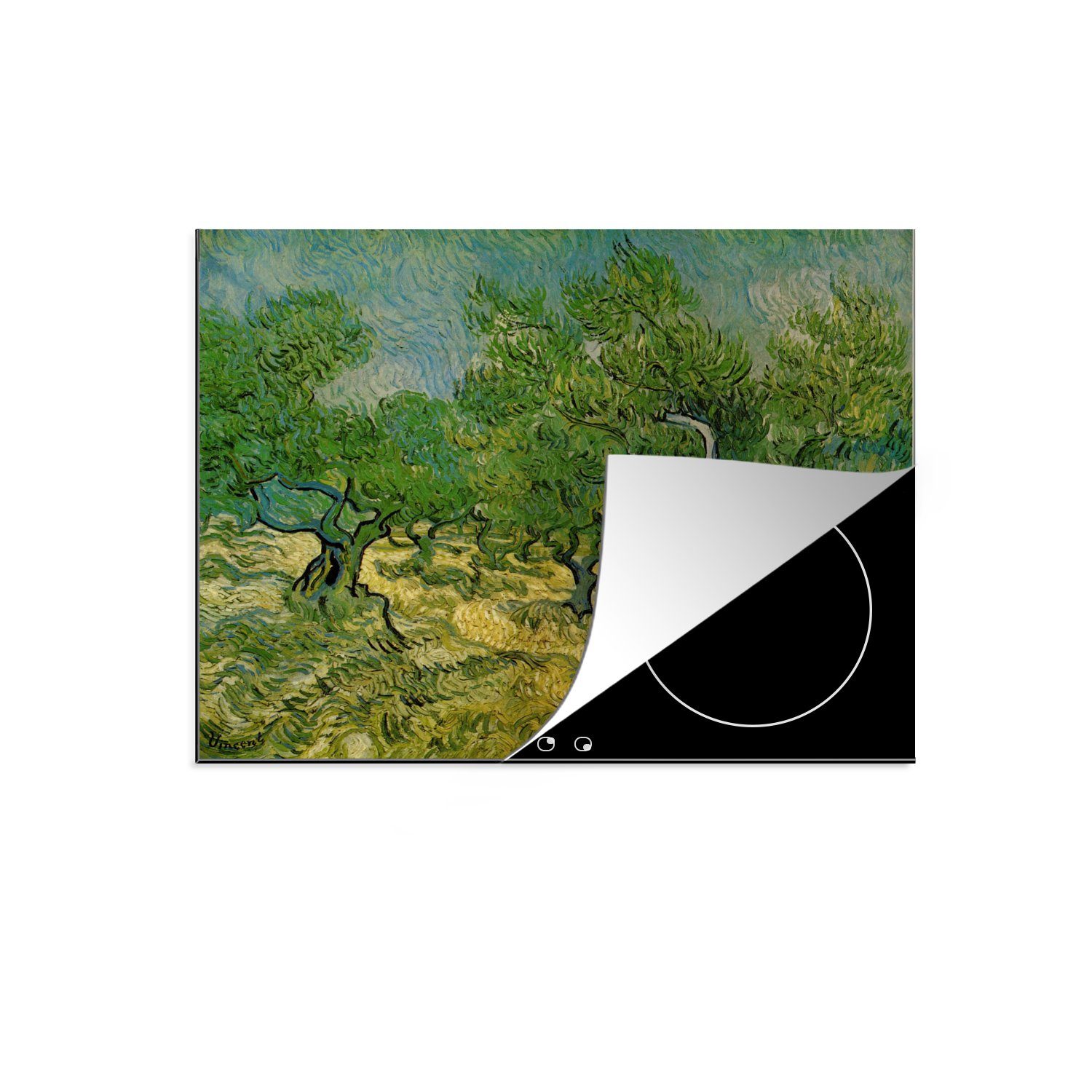 die Herdblende-/Abdeckplatte tlg), Vincent für (1 van cm, - Ceranfeldabdeckung Induktionsmatte MuchoWow Gogh, küche, Vinyl, 59x52 Olivenhain