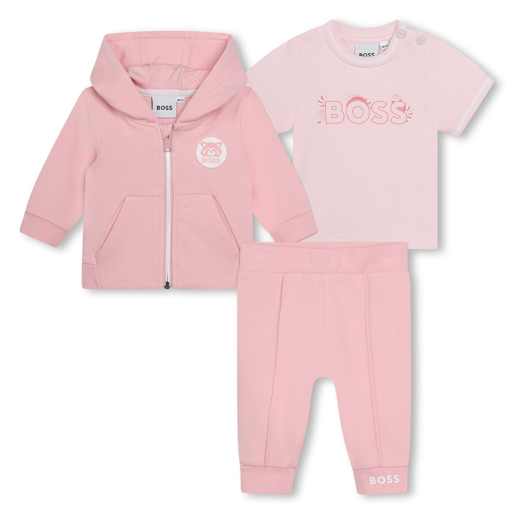 Boss Kidswear Neugeborenen-Geschenkset BOSS Kidswear Baby Jogginganzug rosa Set 3-teilig