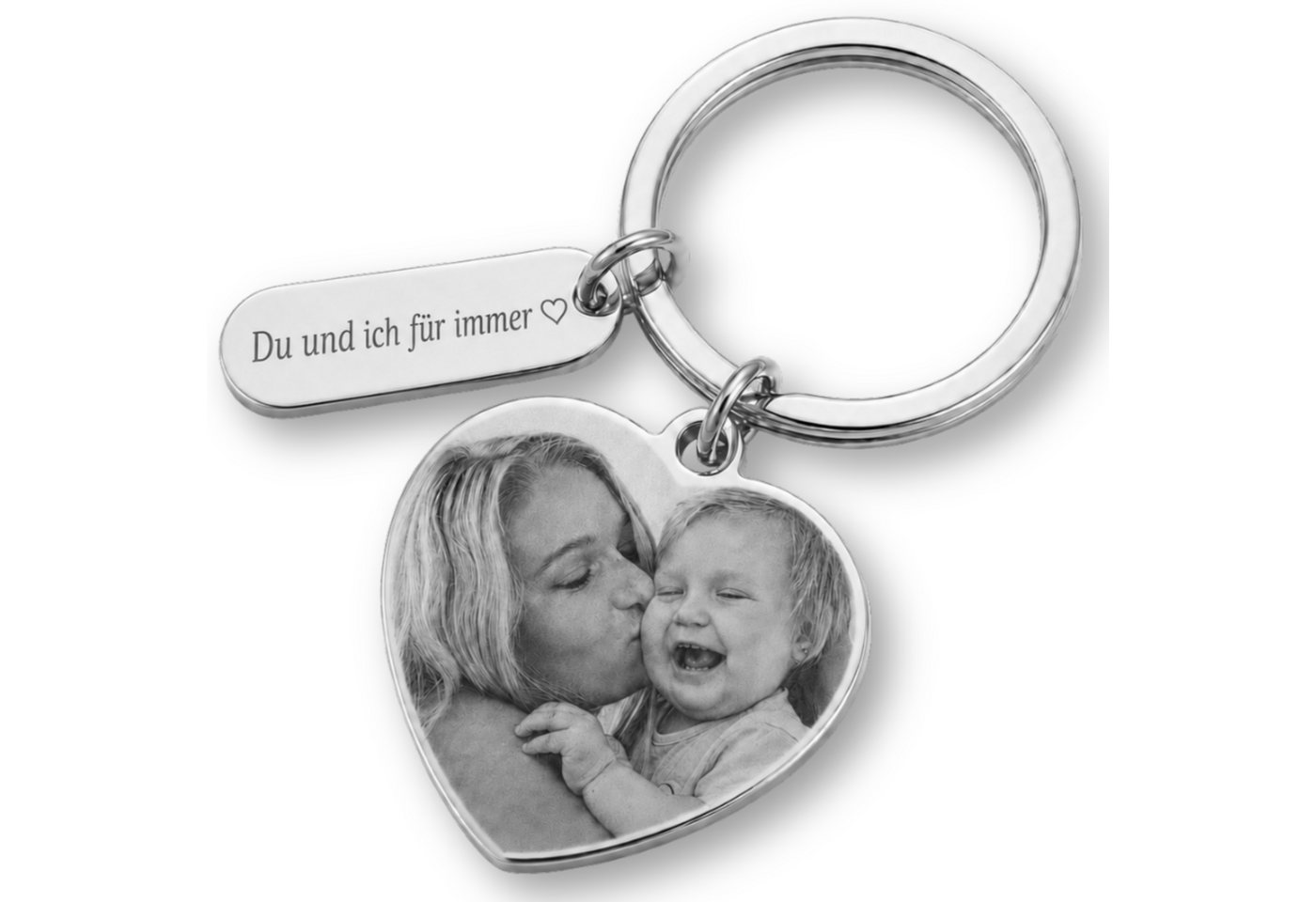 BS Schmuckdesign Schlüsselanhänger mit Gravur Foto Schlüsselanhänger personalisiert mit Gravur Anhänger mit Bild (2-tlg., Foto graviert)