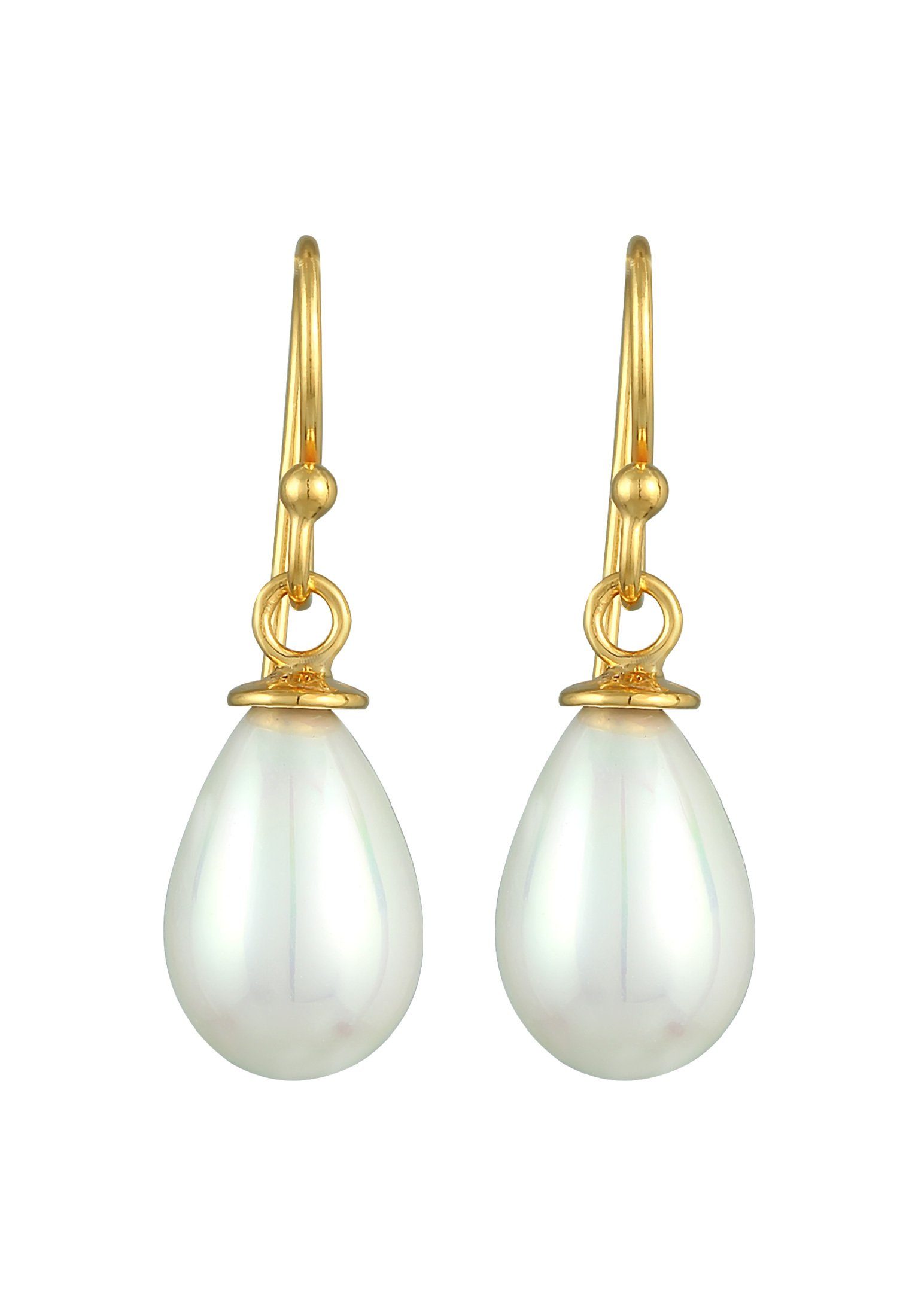 Nenalina Perlenohrringe Hänger Muschelkernperle Oval Klassisch 925 Silber
